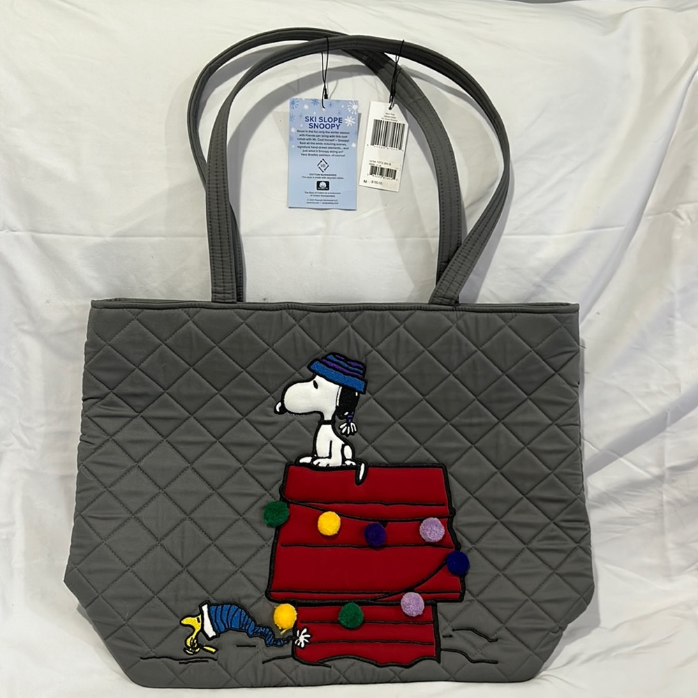 Vera Bradley Large Tote Peanuts Ski Slope Snoopy Gray